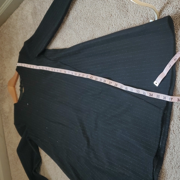 THEORY Pin Stripe wool Cotton Long Sleeve A Line Dress Large - Picture 7 of 7